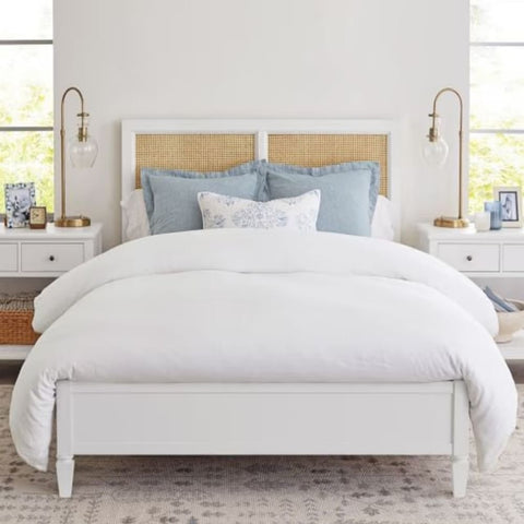 Jodhpur Cane Rattan Bed | Handcrafted Solid Wood Bedroom Furniture – Oakvello