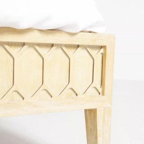 Carved Trellis Textured Solid Wood Bed | Handcrafted Heritage Bedroom Furniture – Oakvello