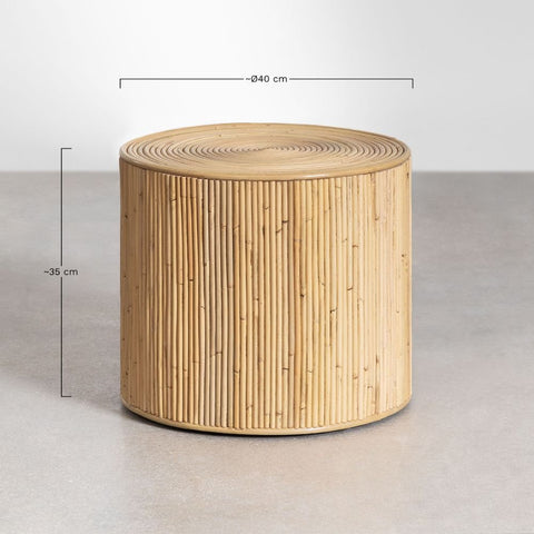40cm Round Rattan Coffee Table | Boho Living Room Accent Furniture – Oakvello