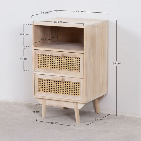 Ralik Solid Wood Bedside Table with Drawers | Bedroom Nightstand – Oakvello