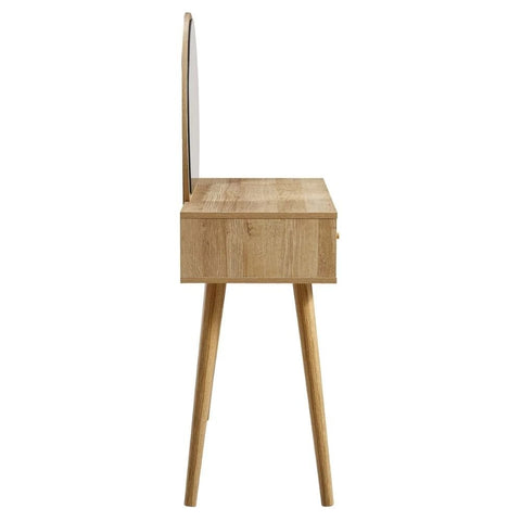 Natural Rattan Dressing Table with Mirror | Boho Bedroom Vanity Furniture – Oakvello