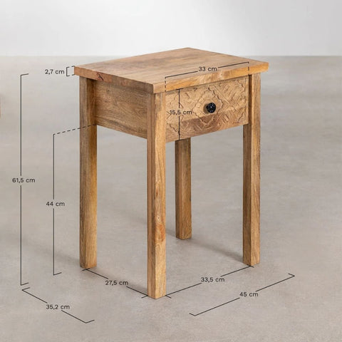 Maraja Style Solid Mango Wood Bedside Table | Bedroom Nightstand – Oakvello
