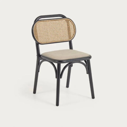 Jodhpur Cane Chair | Natural Finish with Upholstered Seat – Oakvello