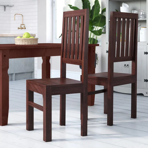 High Slat Back Solid Mango Wood Dining Chair | Kitchen Seating – Oakvello