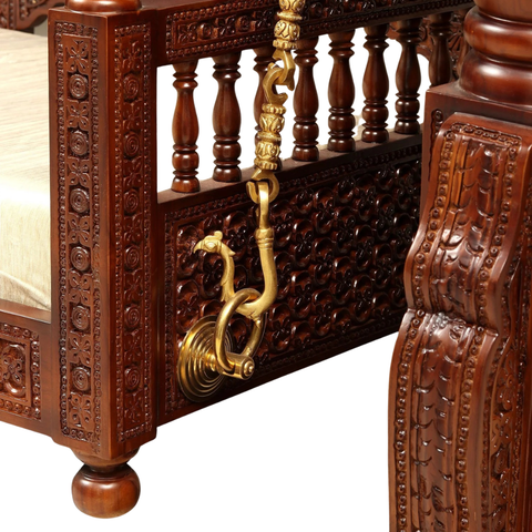 The Hindola Grand – Handcrafted Solid Wood Royal Swing with Brass Accents