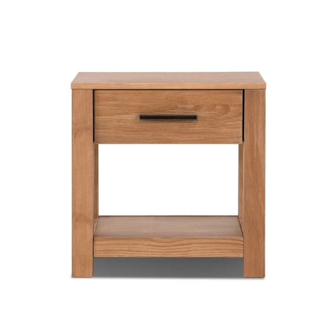 Weathered Pine Solid Wood 1-Drawer Bedside Table | Rustic Bedroom Nightstand – Oakvello