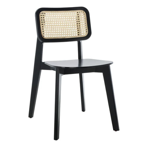 Solid Wood & Cane Dining Chair | Natural Boho Kitchen Seating – Oakvello