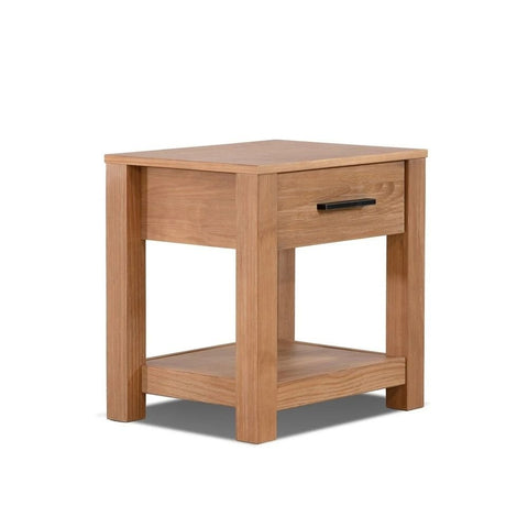 Weathered Pine Solid Wood 1-Drawer Bedside Table | Rustic Bedroom Nightstand – Oakvello