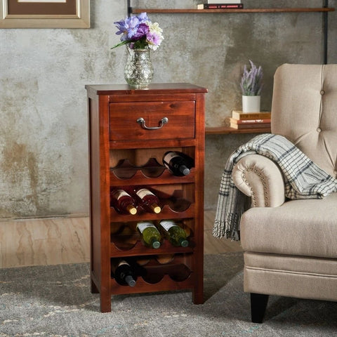Dark Oak Solid Wood Wine Rack Cabinet | Home Bar Storage Furniture – Oakvello