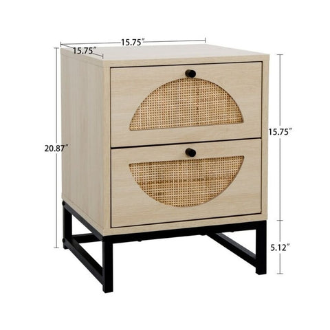 Solid Wood Bedside Table with 2 Drawers | Compact Bedroom Nightstand – Oakvello