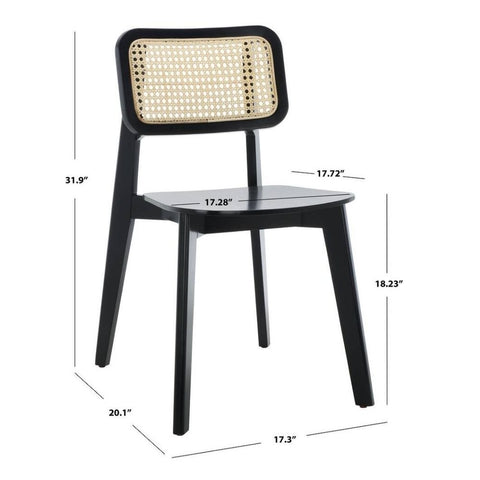 Solid Wood & Cane Dining Chair | Natural Boho Kitchen Seating – Oakvello