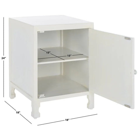 Solid Wood Single Door Bedside Table with 2 Shelves | Bedroom Nightstand – Oakvello