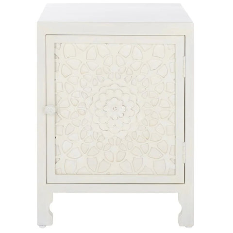 Solid Wood Single Door Bedside Table with 2 Shelves | Bedroom Nightstand – Oakvello