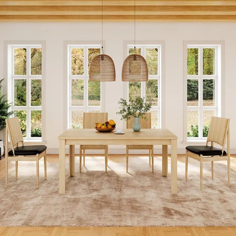 Natural Rectangular Solid Wood Dining Table | Seats 6-8 | Kitchen Furniture – Oakvello