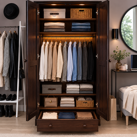 100% Solid Wood Flexible Wardrobe | Customisable Bedroom Storage – Oakvello