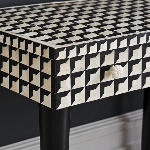 Ajmeri Black Bone Inlay Console Table | Luxury Entryway Furniture – Oakvello