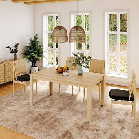 Natural Rectangular Solid Wood Dining Table | Seats 6-8 | Kitchen Furniture – Oakvello