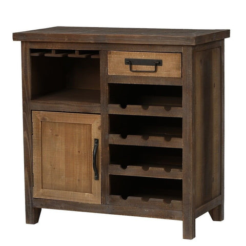 Solid Wood Wine & Storage Cabinet | 1 Drawer & 1 Door Home Bar Furniture – Oakvello