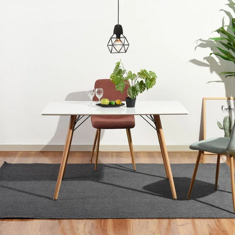 White Rectangular Solid Wood Dining Table | Seats 4-6 | Kitchen Furniture – Oakvello