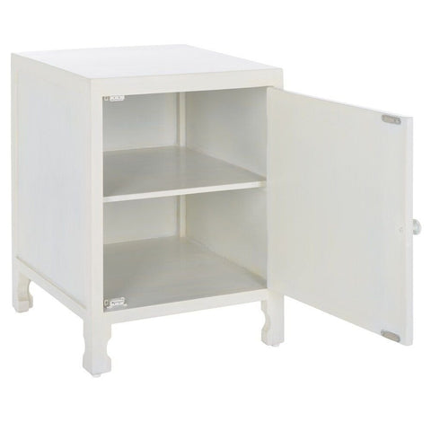 Solid Wood Single Door Bedside Table with 2 Shelves | Bedroom Nightstand – Oakvello