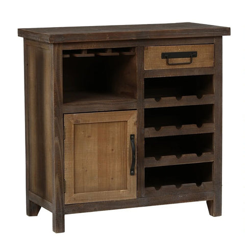 Solid Wood Wine & Storage Cabinet | 1 Drawer & 1 Door Home Bar Furniture – Oakvello