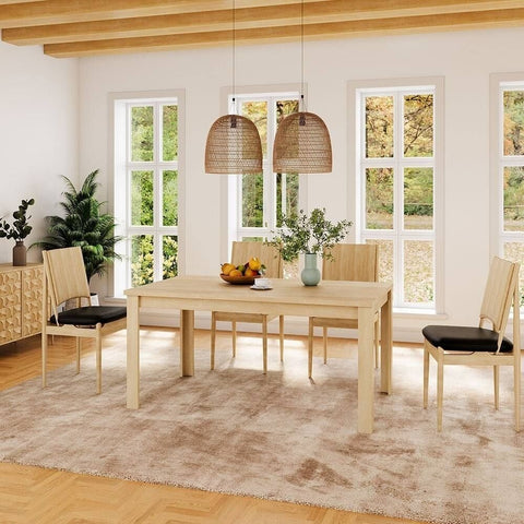 Natural Rectangular Solid Wood Dining Table | Seats 6-8 | Kitchen Furniture – Oakvello