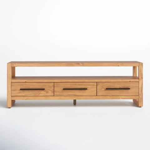 Solid Wood Media TV Unit | Living Room Entertainment Storage – Oakvello