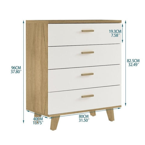 Solid Wood 4-Drawer Cabinet | Bedroom & Living Room Storage – Oakvello