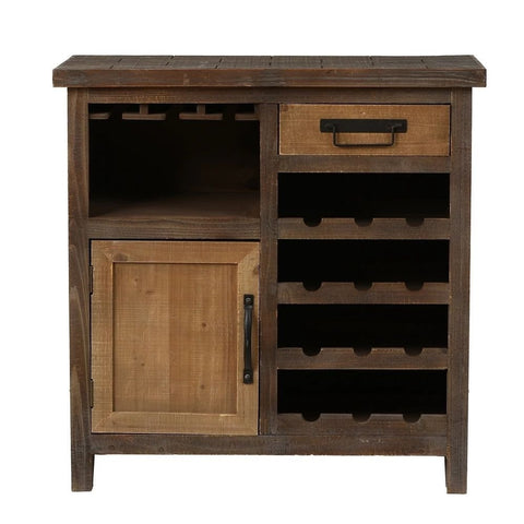 Solid Wood Wine & Storage Cabinet | 1 Drawer & 1 Door Home Bar Furniture – Oakvello