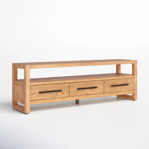 Solid Wood Media TV Unit | Living Room Entertainment Storage – Oakvello