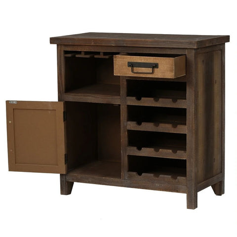 Solid Wood Wine & Storage Cabinet | 1 Drawer & 1 Door Home Bar Furniture – Oakvello