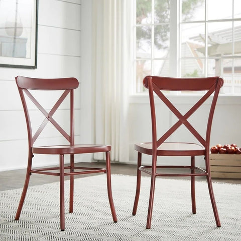 Metal Dining Chair Set of 2 | Industrial Style Kitchen Seating – Oakvello