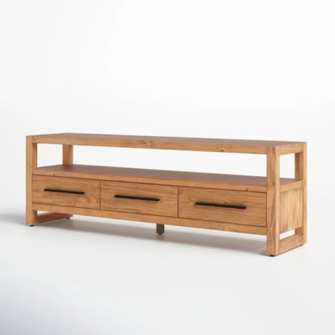 Solid Wood Media TV Unit | Living Room Entertainment Storage – Oakvello
