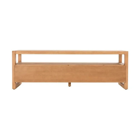 Solid Wood Media TV Unit | Living Room Entertainment Storage – Oakvello