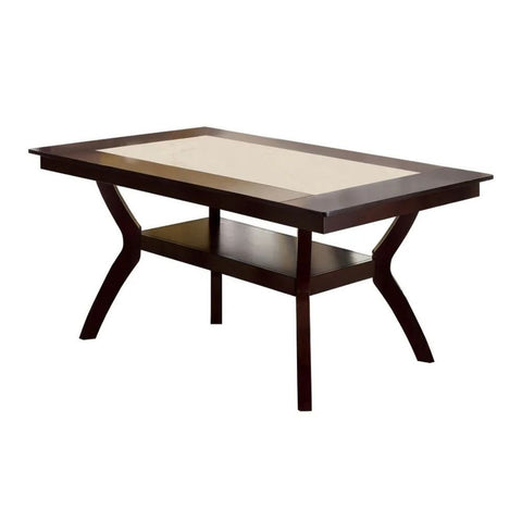 Beige Solid Wood Dining Table with Shelf | Kitchen & Dining Furniture – Oakvello