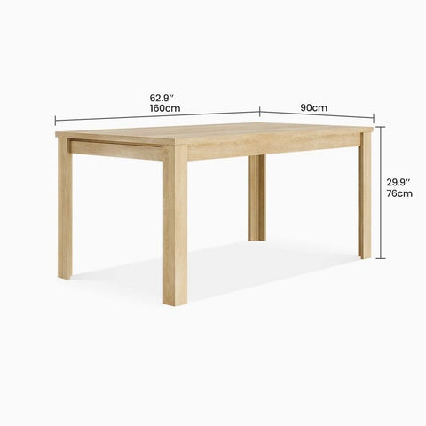 Natural Rectangular Solid Wood Dining Table | Seats 6-8 | Kitchen Furniture – Oakvello