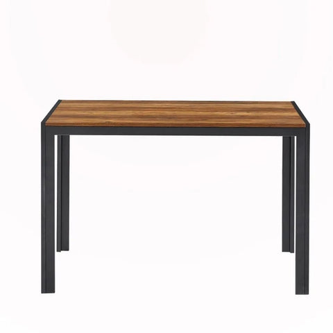 Solid Wood Top & Black Metal Shelf Dining Table | Industrial Kitchen Furniture – Oakvello