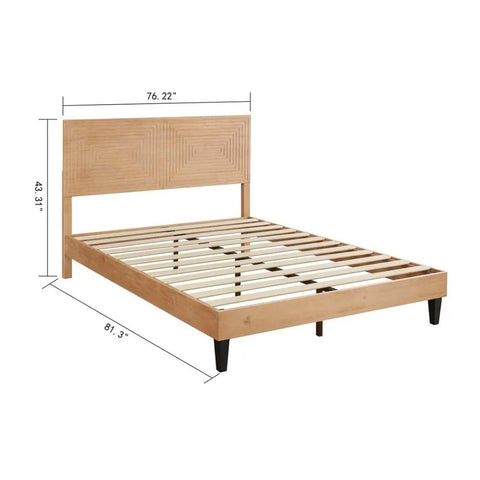 Solid Wood King Size Bed with Adjustable Height Headboard | Bedroom Furniture – Oakvello