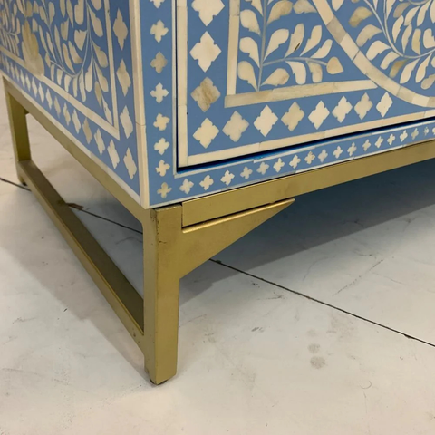 Floral Bone Inlay Cabinet | Handcrafted Artisan Storage Furniture – Oakvello