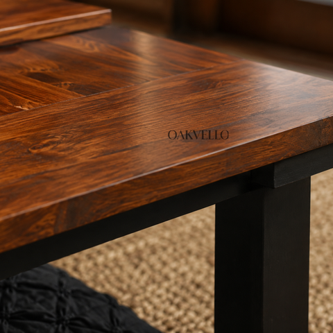 Shizen Low Table | Solid Wood Floor Dining Table with Metal Legs