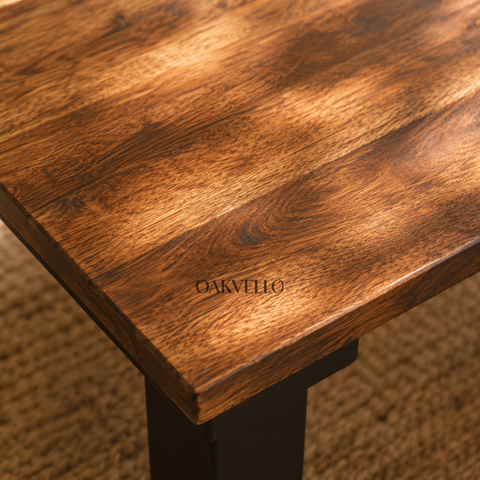 Mori Low Table | Solid Wood Floor Dining Table with Metal Legs