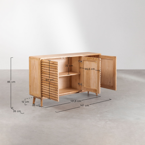 Deleyna Solid Wood Sideboard | Living Room Storage Cabinet – Oakvello