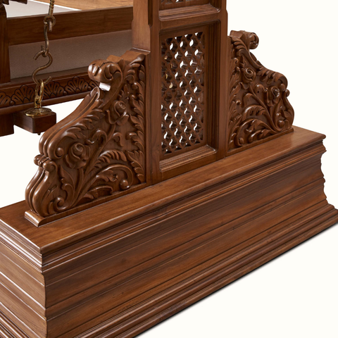 The Rajwada Swing – Handcrafted Teak Wood Indian Courtyard Swing with Beige Fabric
