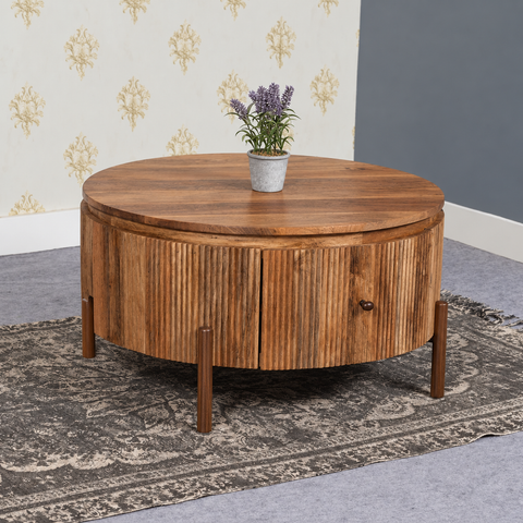 York Natural Solid Wood Coffee Table with Metal Legs | Living Room Furniture – Oakvello