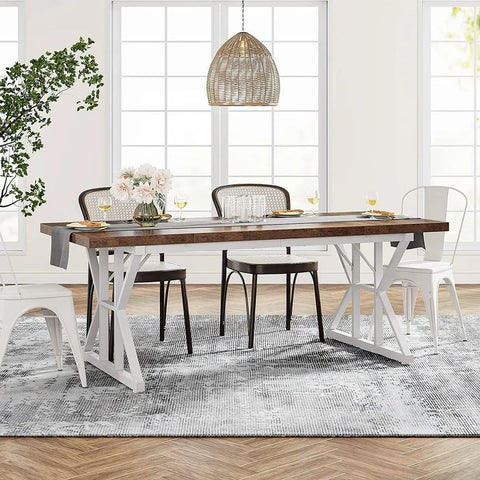 Rectangular Solid Wood Dining Table | Seats 6-8 | Kitchen Furniture – Oakvello