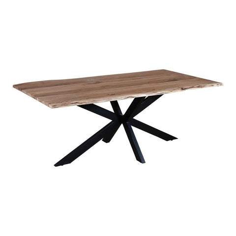 Live Edge Solid Wood Rectangular Dining Table with Crossed Legs | Kitchen Furniture – Oakvello