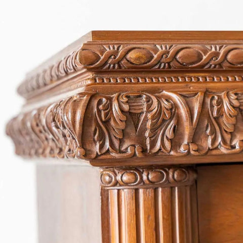 Traditional Carved Solid Teak Wood Sideboard | Luxurious Living Room Storage – Oakvello