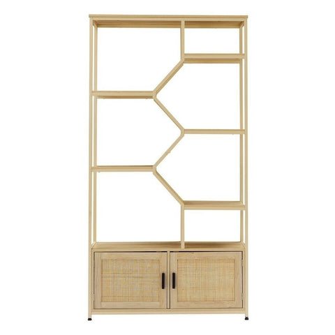 7-Tier Solid Wood Bookshelf with Cabinet | Living Room Display & Storage – Oakvello