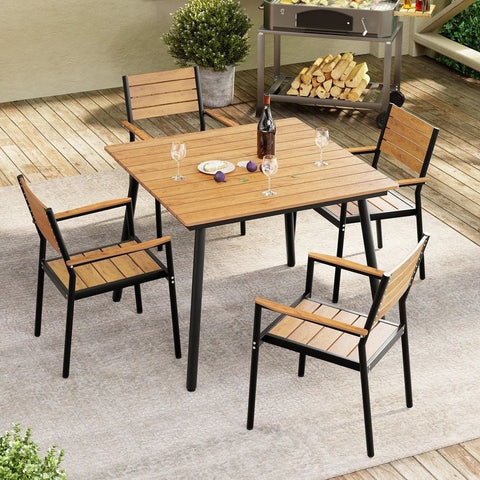 Brown Solid Wood Dining Table | Warm Hardwood Kitchen Furniture – Oakvello