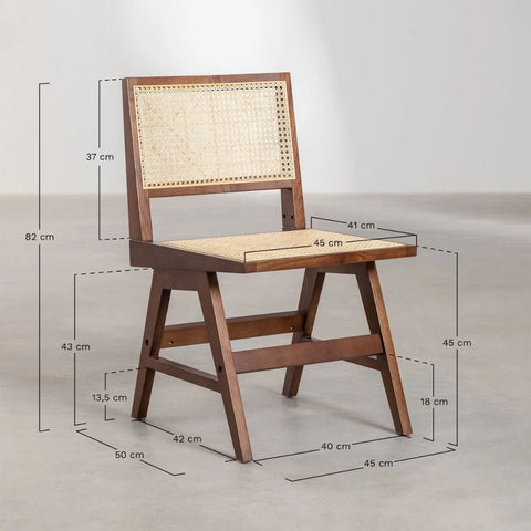 Lali Ash Wood & Rattan Dining Chair | Solid Wood Kitchen Seating – Oakvello
